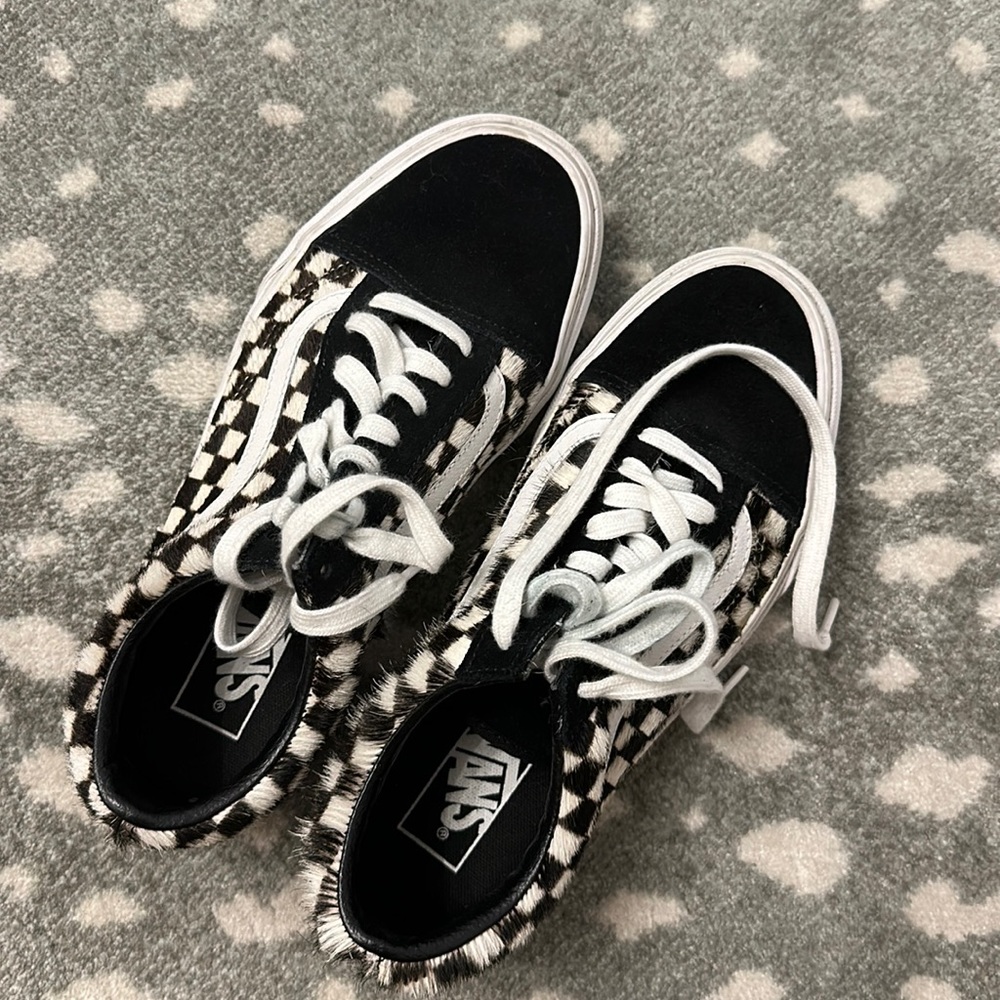 VANS x Madewell Unisex Old Skool Checked Calf Hair Sneakers Size 6.5 M / 8 W